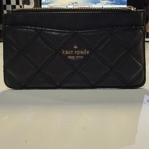 Kate Spade Black Quilted Zip Card Case